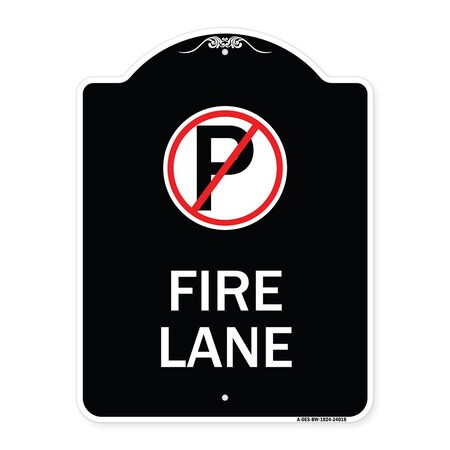 Signmission Fire Lane No Parking Symbol Heavy-Gauge Aluminum Architectural Sign, 24" x 18", BW-1824-24018 A-DES-BW-1824-24018
